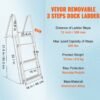 Dock Ladder, Removable 3 Steps, 350 Lbs Load Capacity, Aluminum Alloy Pontoon Boat Ladder With 4 Wide Step & Nonslip Rubber Mat, Easy To Install For Ship Lake Pool Marine Boarding - Image 3