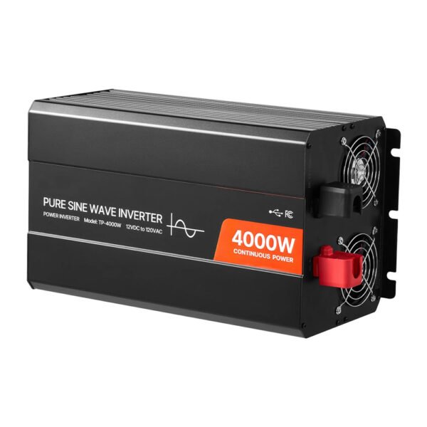 Alternative view of 4000W Pure Sine Wave Power Inverter, 12V DC to 120V AC, LCD, Remote, 4 AC, USB & Type-C