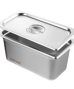 Alternative view of 8 Pack Hotel Pans, 1/3 Size Anti-Jam Steam Pan With Lid, 0.8mm Thick Stainless Steel Steam Table Pan, 6-Inch Deep Commercial Table Pan, Catering Storage Food Pan, For Industrial & Scientific