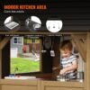 Cedar Wooden Outdoor Playhouse for Kids 2-8, Pretend Kitchen, Sink, Windows & Flower Racks - Image 4