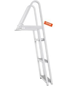 Alternative view of Dock Ladder, Removable 3 Steps, 350 Lbs Load Capacity, Aluminum Alloy Pontoon Boat Ladder With 4 Wide Step & Nonslip Rubber Mat, Easy To Install For Ship Lake Pool Marine Boarding