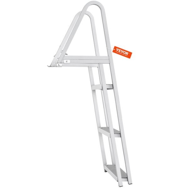 Alternative view of 3 Step Dock Ladder, 350 Lbs Capacity Aluminum Pontoon Boat Ladder With Wide Nonslip Steps