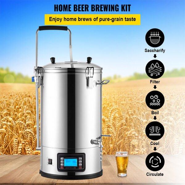 Alternative view of 8 Gal Electric Beer Brewing System with Pump, All-in-One Grain Brewer for Home Craft Beer Making