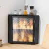 Corner Bamboo Bread Box with Double Layer Storage, Acrylic Door & Adjustable Shelf for Kitchen - Image 2