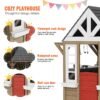 Cedar Wooden Outdoor Playhouse for Kids 2-8, Pretend Kitchen, Sink, Windows & Flower Racks - Image 6