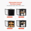 Corner Bamboo Bread Box with Double Layer Storage, Acrylic Door & Adjustable Shelf for Kitchen - Image 3