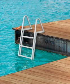 Dock Ladder, Removable 3 Steps, 350 Lbs Load Capacity, Aluminum Alloy Pontoon Boat Ladder With 4 Wide Step & Nonslip Rubber Mat, Easy To Install For Ship Lake Pool Marine Boarding