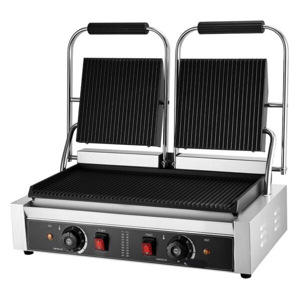 Commercial Panini Press Grill 19x9" Electric Sandwich Maker Flat Top Griddle for Restaurants