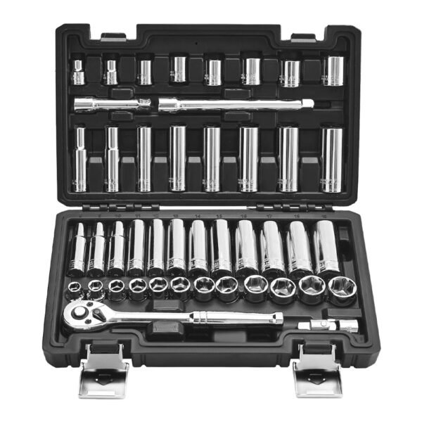 44-Piece 3/8-Inch Drive Socket Set, SAE & Metric Deep & Shallow Ratchet Tool Kit