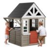 Cedar Wooden Outdoor Playhouse for Kids 2-8, Pretend Kitchen, Sink, Windows & Flower Racks